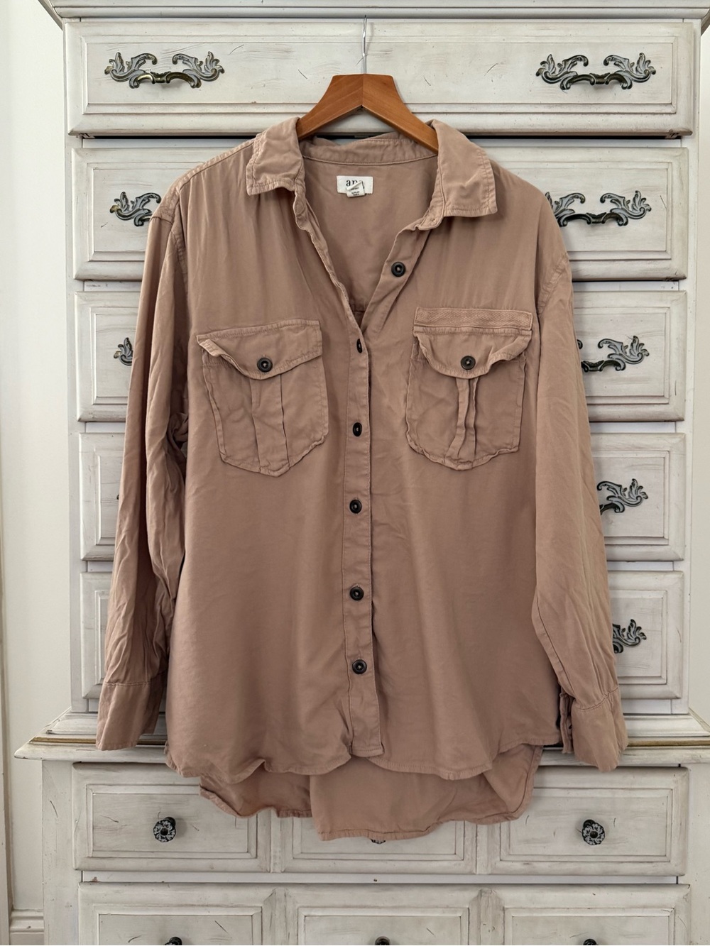 Beige Cotton Button Shirt - Picture 2 of 5